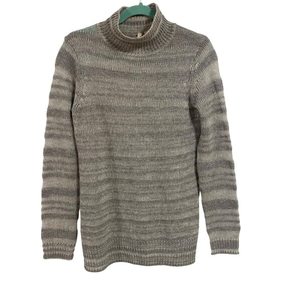 Anthropologie Moth Twin Shadows Gray Striped High Neck Sweater Size M - Picture 1 of 8